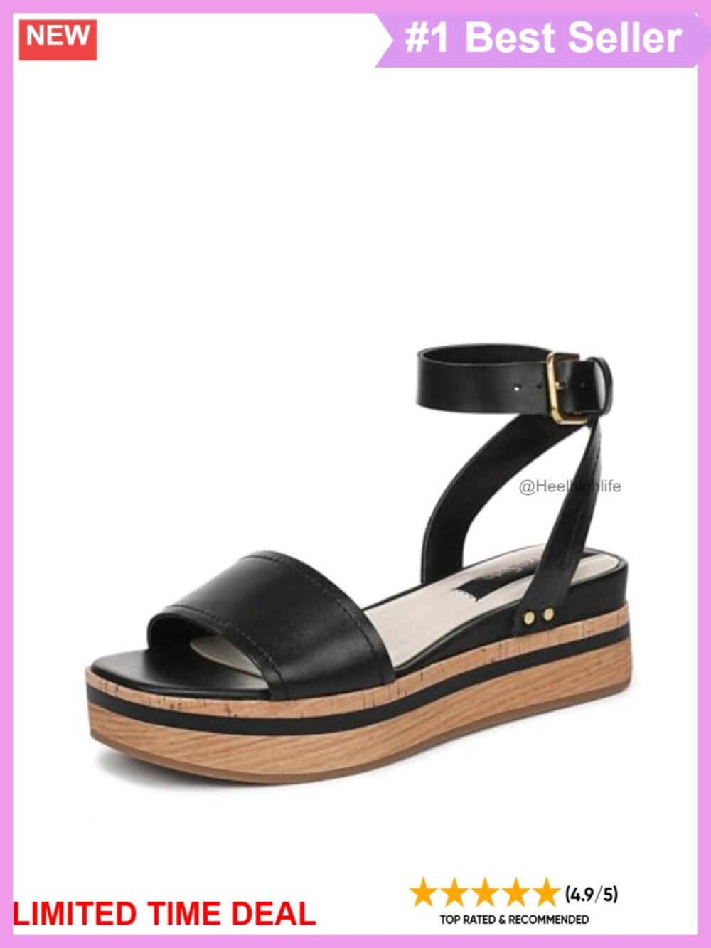 Franco Sarto Hava Women's Platform Sandals Leather Ankle Strap Buckle